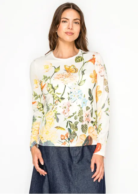 Multicolor Floral Print Long-Sleeve Tee