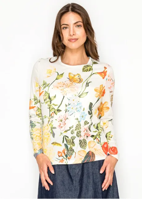 Multicolor Floral Print Long-Sleeve Tee