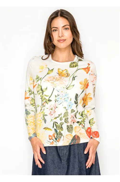 Multicolor Floral Print Long-Sleeve Tee