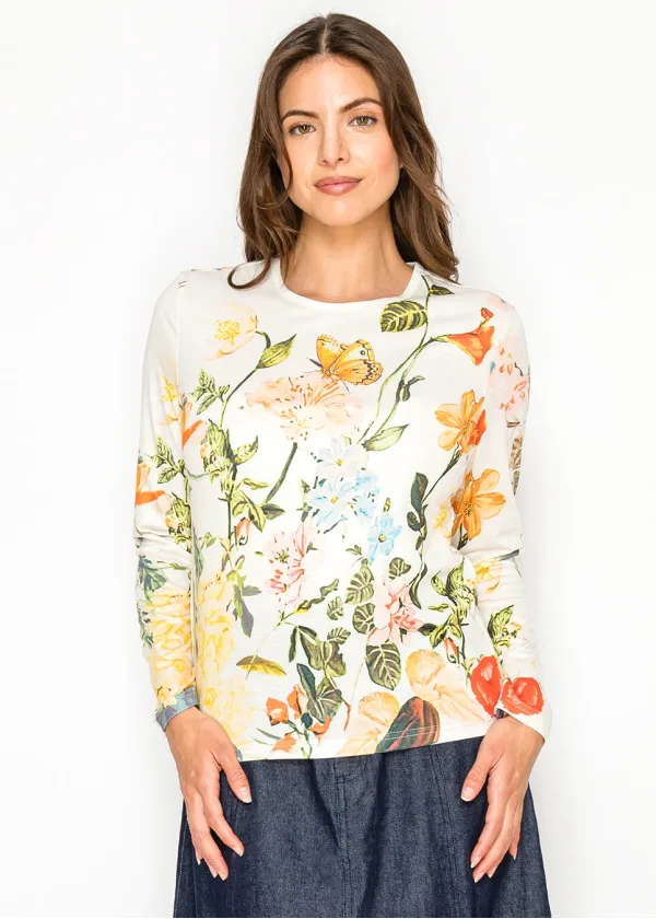 Multicolor Floral Print Long-Sleeve Tee