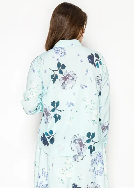 Light Blue Floral Collared Blouse