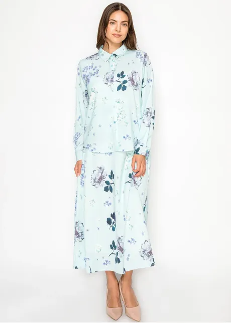 Light Blue Floral Collared Blouse