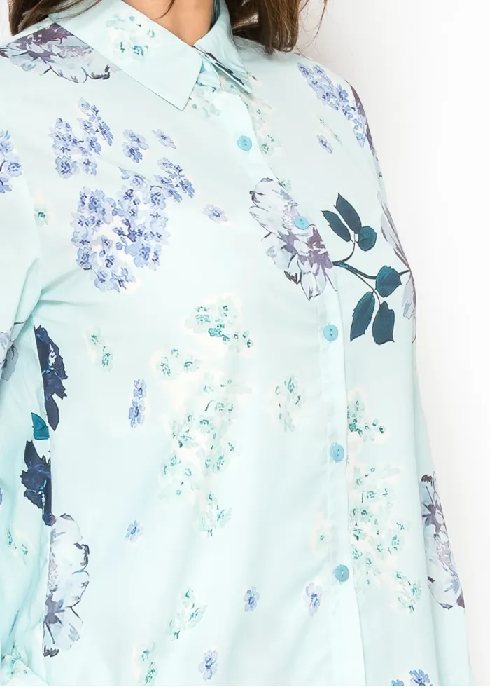 Light Blue Floral Collared Blouse