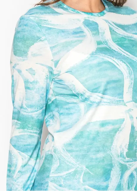 Turquoise Abstract Print Long Sleeve Tee