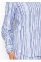 Blue Multi-Stripe Cotton Button Blouse