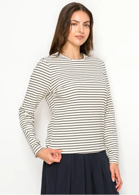 Black & Ivory Stripe Long Sleeve Tee