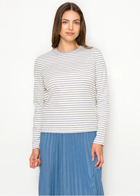 Soft Blue Striped Modest Long Sleeve Tee