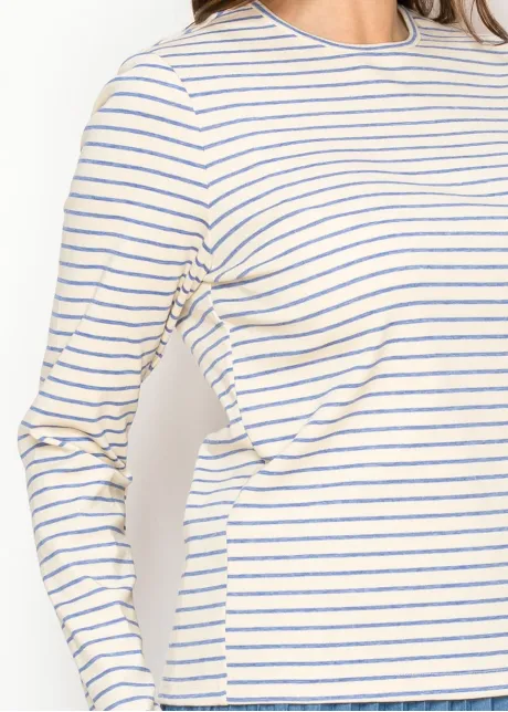 Soft Blue Striped Modest Long Sleeve Tee