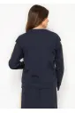 Navy Crew Neck Top with Side Stripe Detail