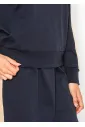 Navy Crew Neck Top with Side Stripe Detail