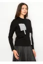 Black Cotton Tee with Pinstripe Pocket