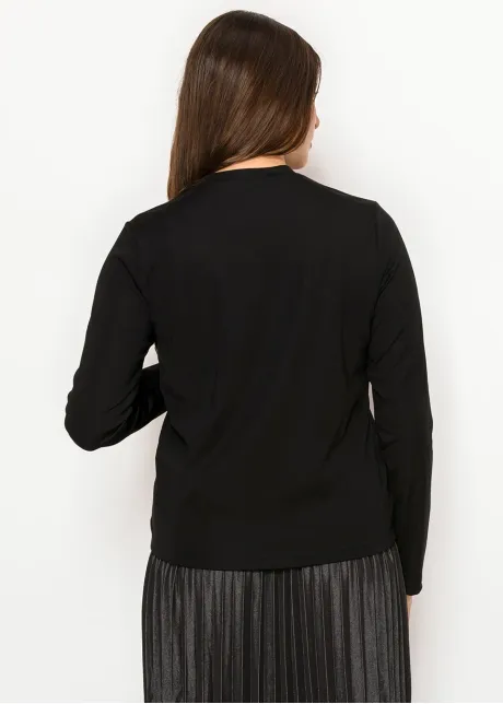 Black Cotton Tee with Pinstripe Pocket