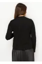 Black Cotton Tee with Pinstripe Pocket