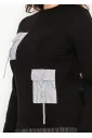 Black Cotton Tee with Pinstripe Pocket