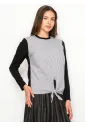 Black & White Pinstripe Front Tie T-Shirt