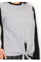 Black & White Pinstripe Front Tie T-Shirt