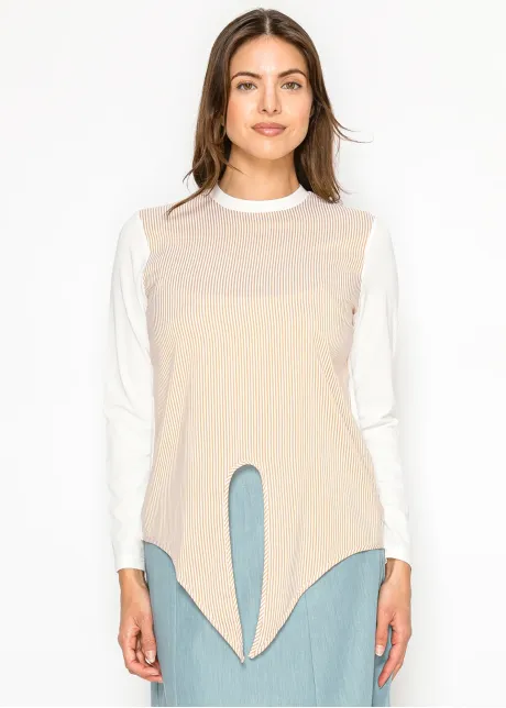 Long Sleeve Stripe Tie Front Tee