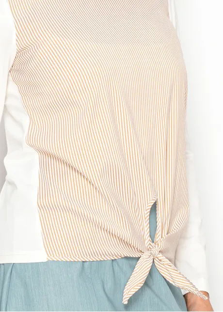 Long Sleeve Stripe Tie Front Tee