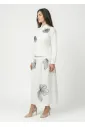 White Blouse with Black Floral Embroidery