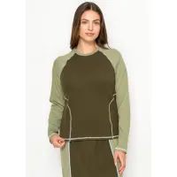 Olive Long Sleeve Colorblock T-Shirt