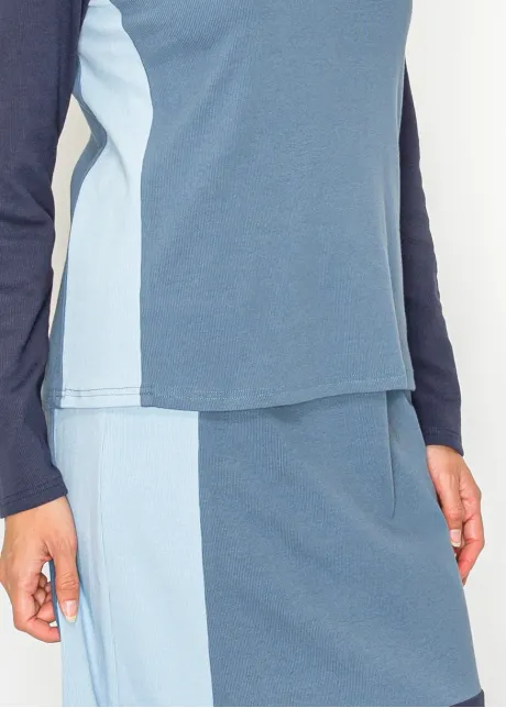 Colorblock Blue Long Sleeve Polo Tee