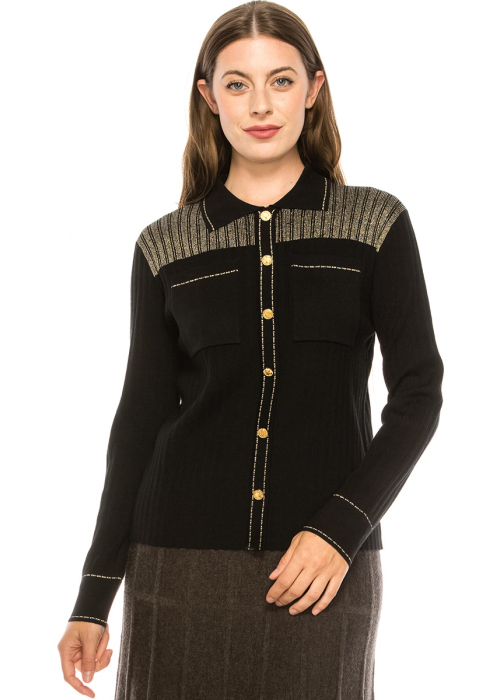 Black and Gold Collared Shirt