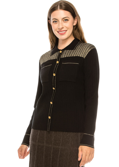 Black and Gold Collared Shirt
