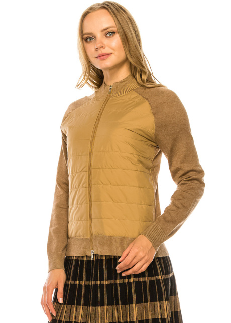 Camel Zip Up Puffer Jacket