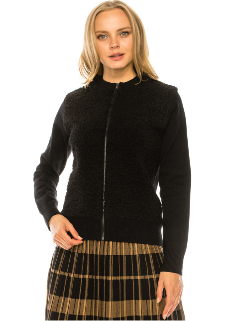 Black Sherpa Zip Up Jacket