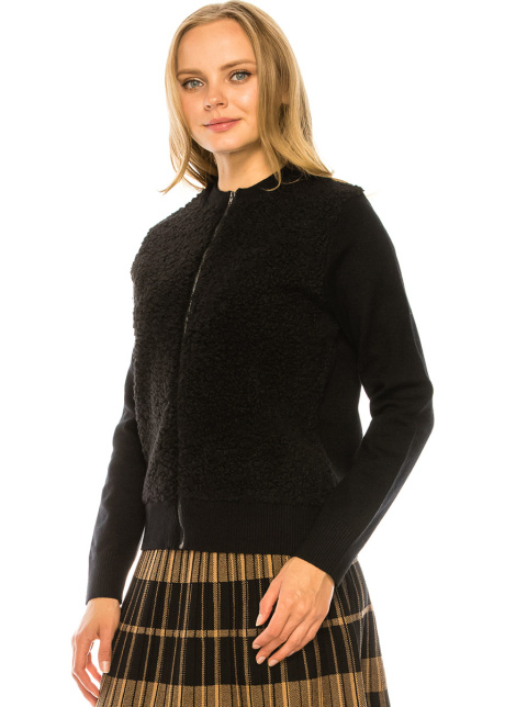 Black Sherpa Zip Up Jacket