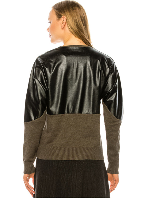 Olive & Leather Top