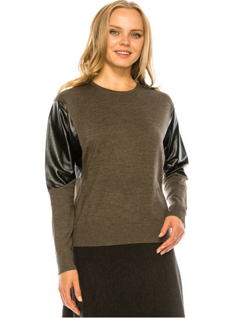 Olive & Leather Top