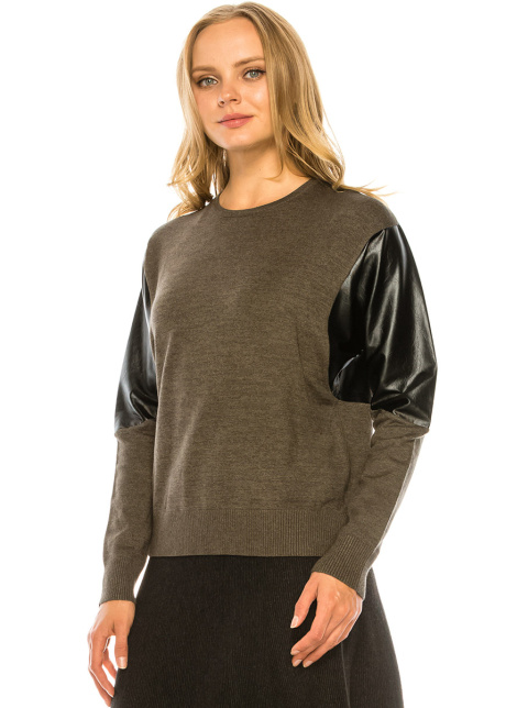 Olive & Leather Top