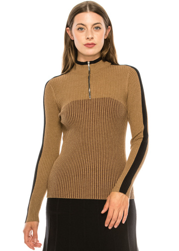 Black and Camel Quarter Zip