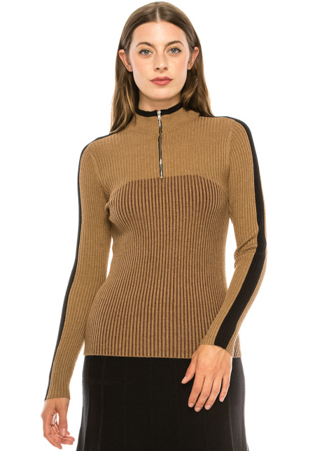 Black and Camel Quarter Zip