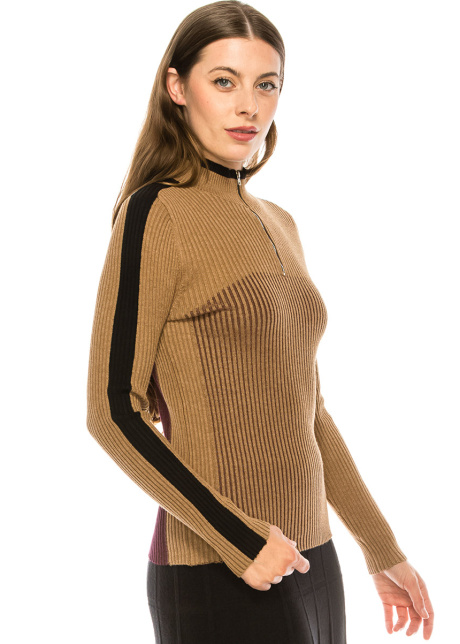 Black and Camel Quarter Zip