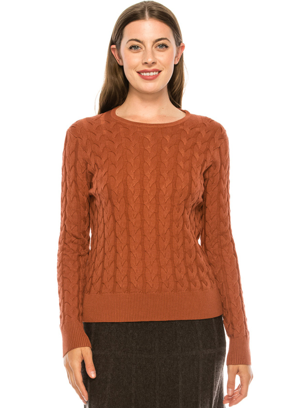 Rust Cable Knit Sweater