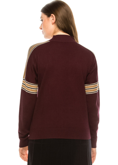 Shoulder Striped Top - Burgundy 