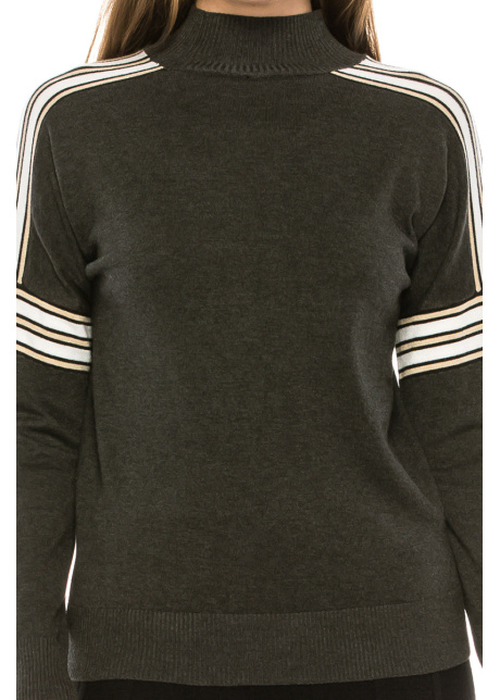 Shoulder Striped Top - Grey