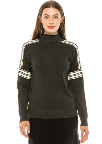 Shoulder Striped Top - Grey