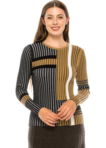 Ribbed Bi-Color Sweater