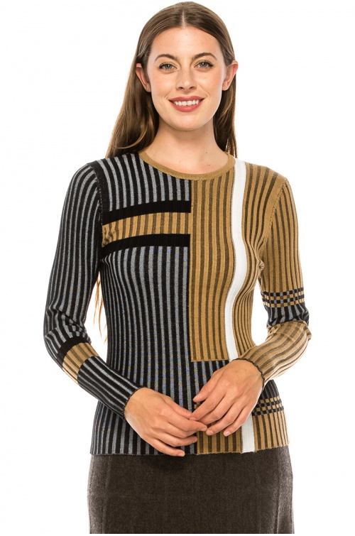 Ribbed Bi-Color Sweater