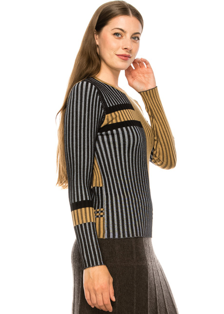 Ribbed Bi-Color Sweater