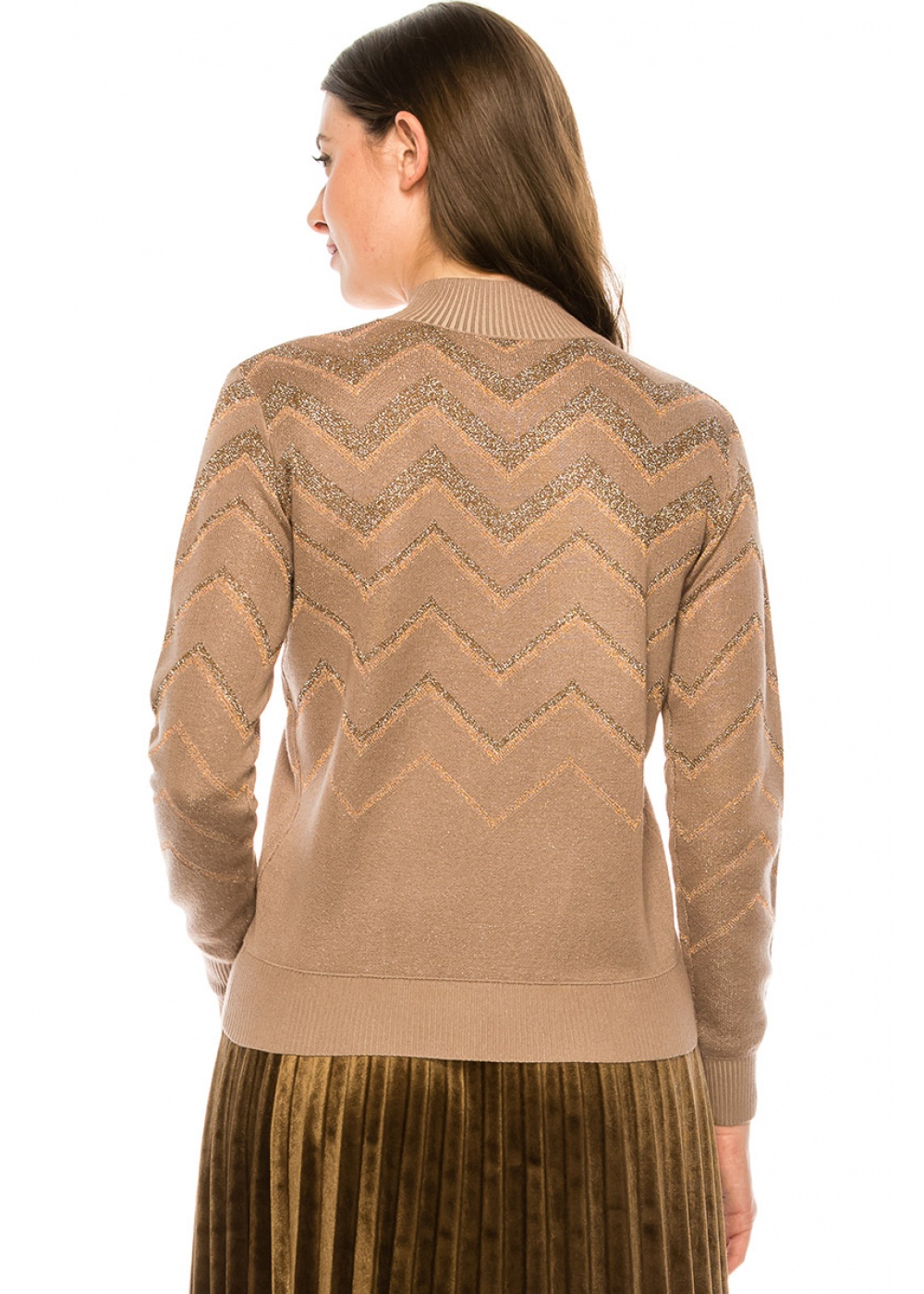Taupe Glittered Chevron Sweater