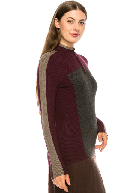 Multi-Colored Ribbed Quarter Zip