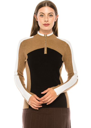 Camel Ribbed Quarter Zip