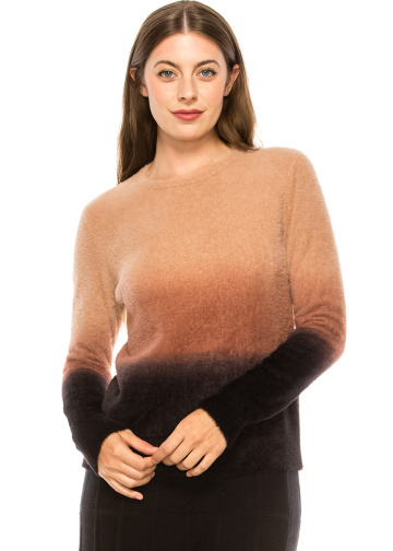 Ombre Rose Fuzzy Sweater