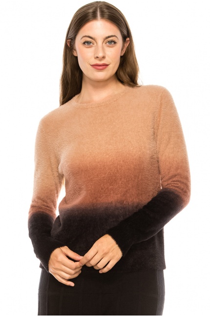 Ombre Rose Fuzzy Sweater