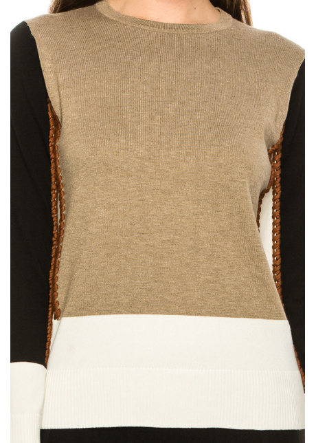 White Side-Piping Sweater