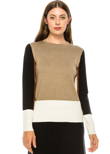 White Side-Piping Sweater